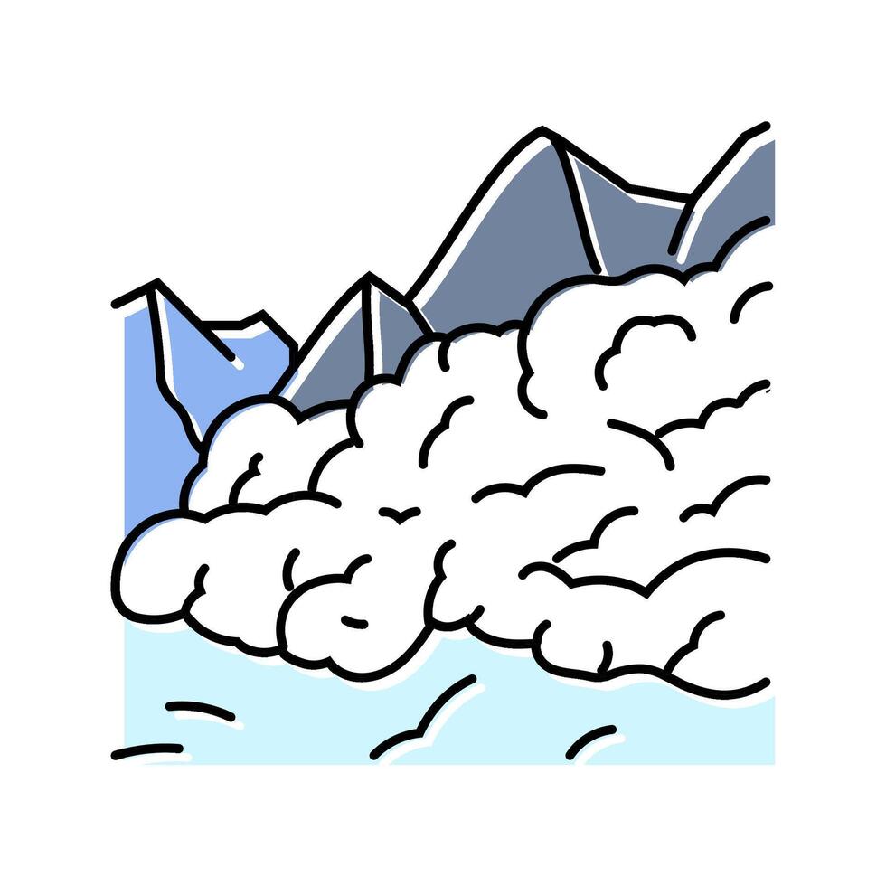 avalanche weather natural phenomena color icon illustration vector