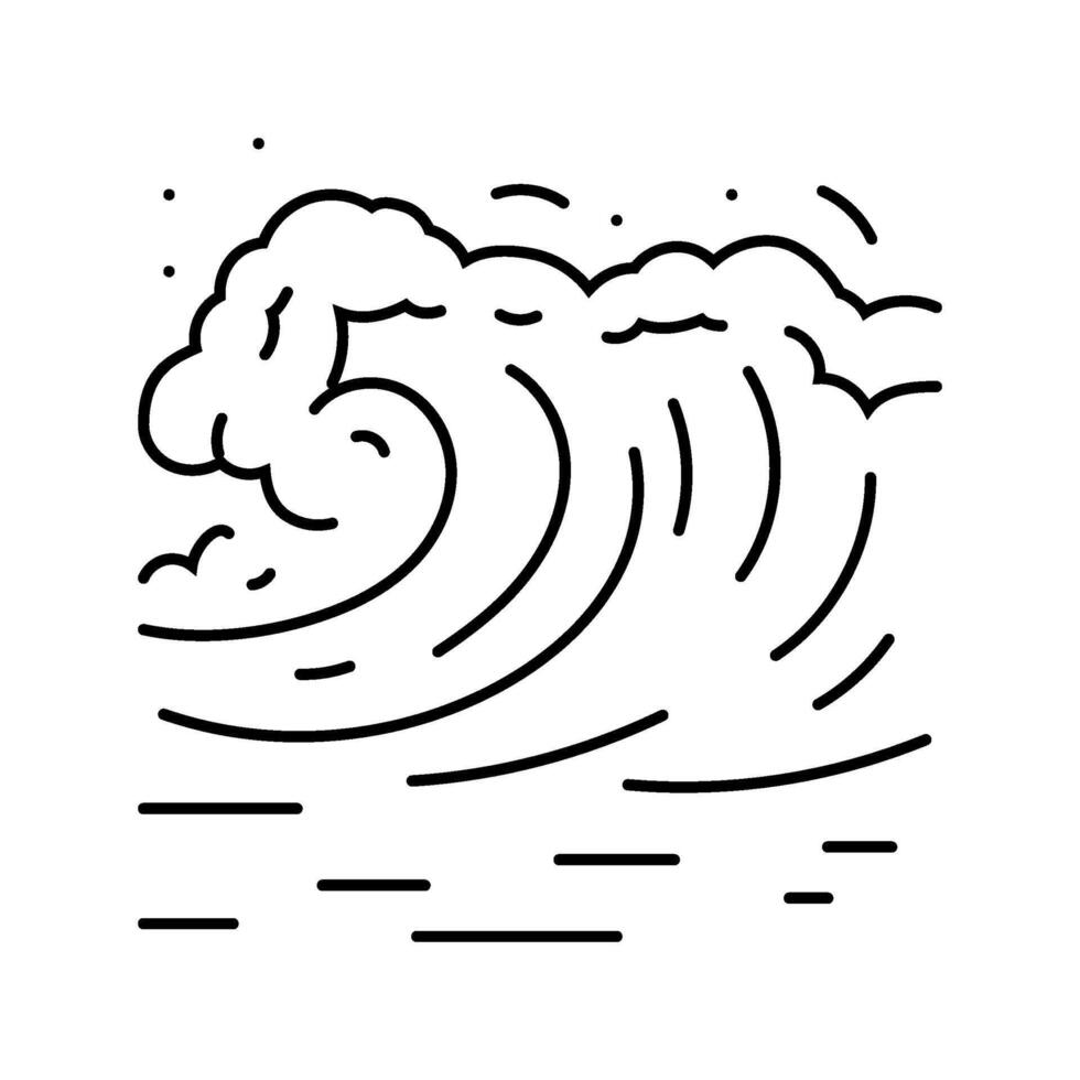 tsunami wave weather natural phenomena line icon illustration vector