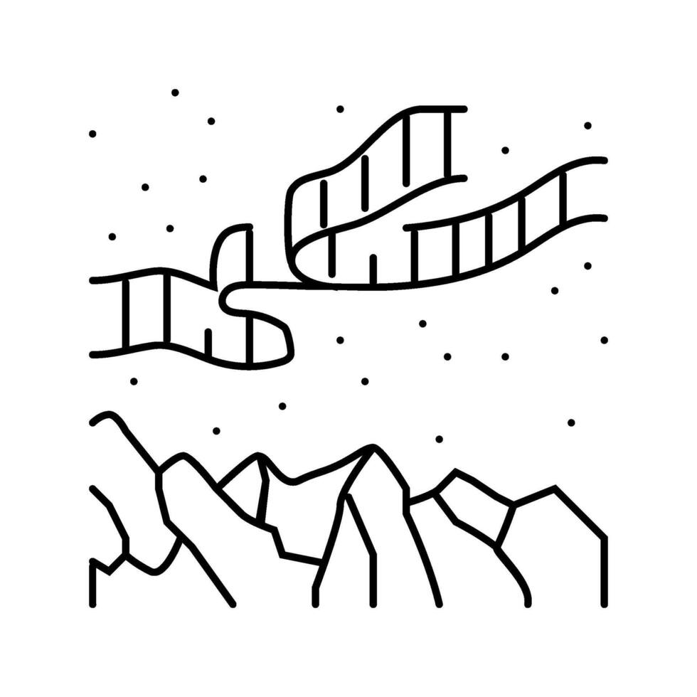aurora borealis weather natural phenomena line icon illustration vector