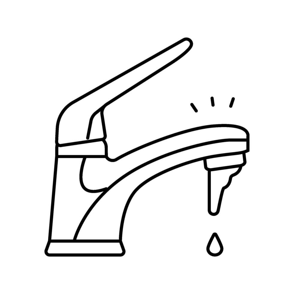 dripping faucet water saving line icon illustration vector