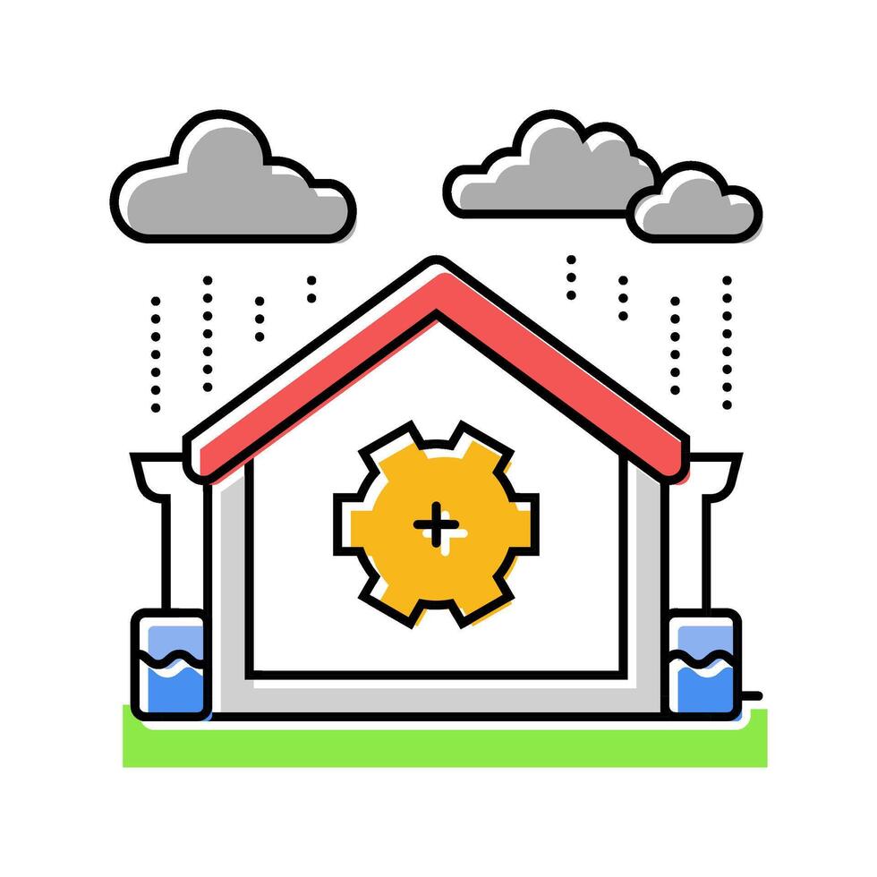 rainwater harvesting water saving color icon illustration vector