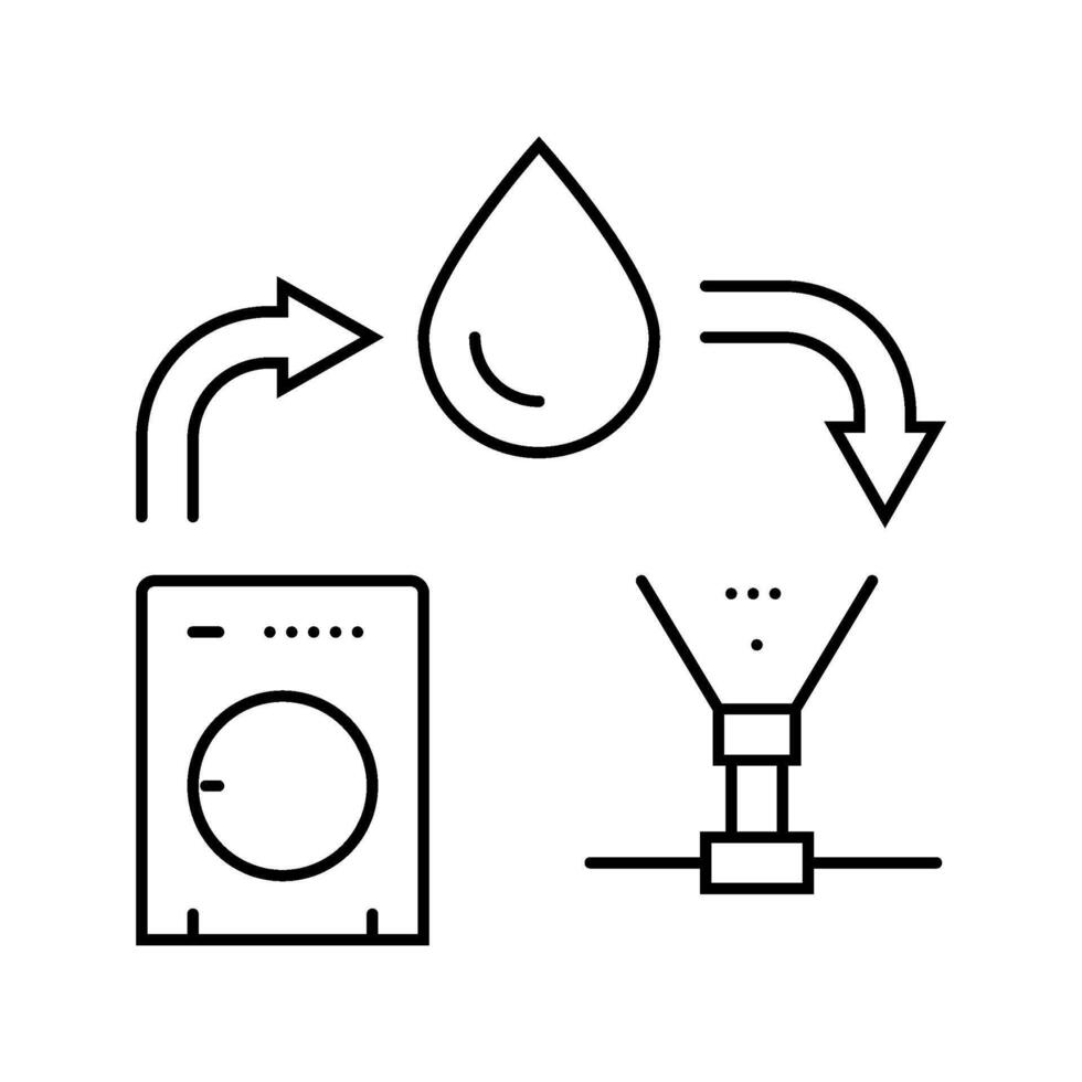 greywater system water saving line icon illustration vector