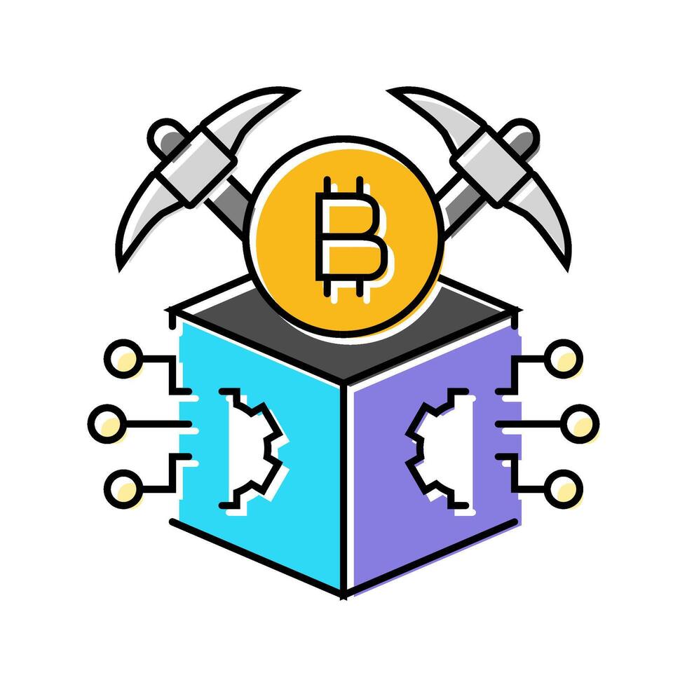 rewards cryptocurrency mining color icon illustration vector