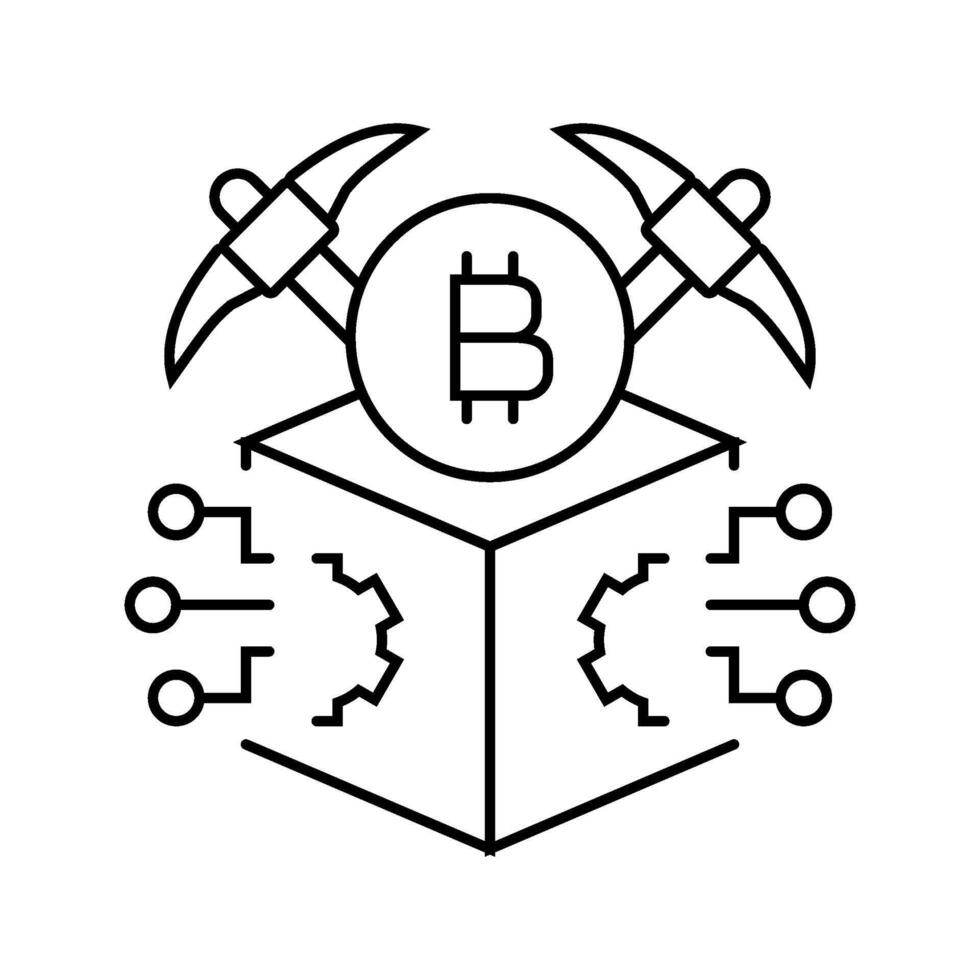 rewards cryptocurrency mining line icon illustration vector
