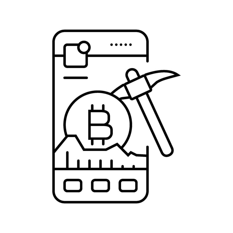 crypto app cryptocurrency mining line icon illustration vector