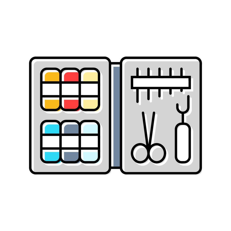 sewing kit dressmaking fashion color icon illustration vector