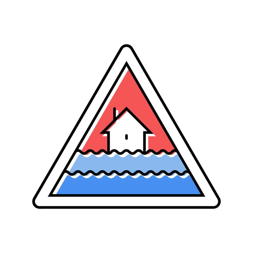 emergency flood warning color icon illustration vector