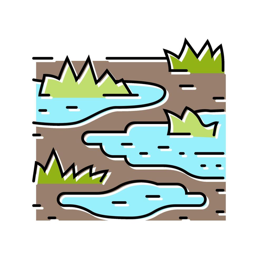 waterlogged ground disaster color icon illustration vector