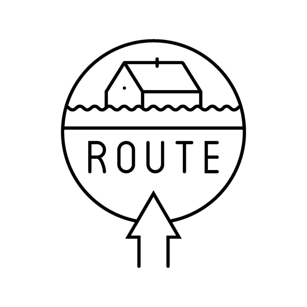 evacuation route disaster line icon illustration vector