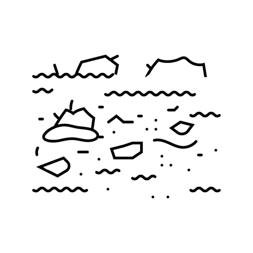 floodwater with debris line icon illustration vector