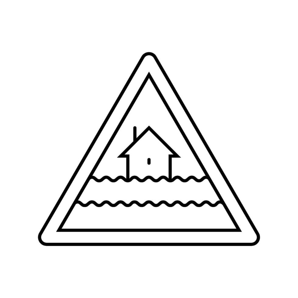 emergency flood warning line icon illustration vector