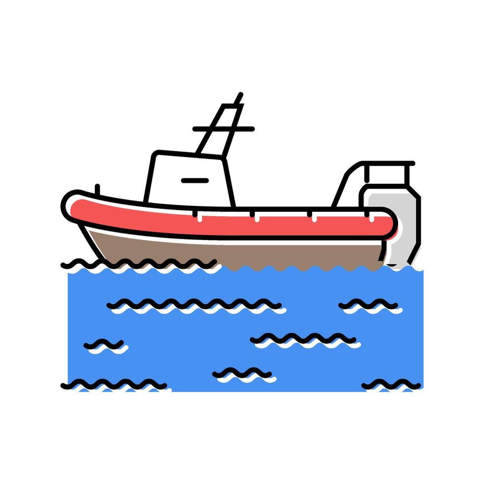 water rescue boat disaster color icon illustration vector
