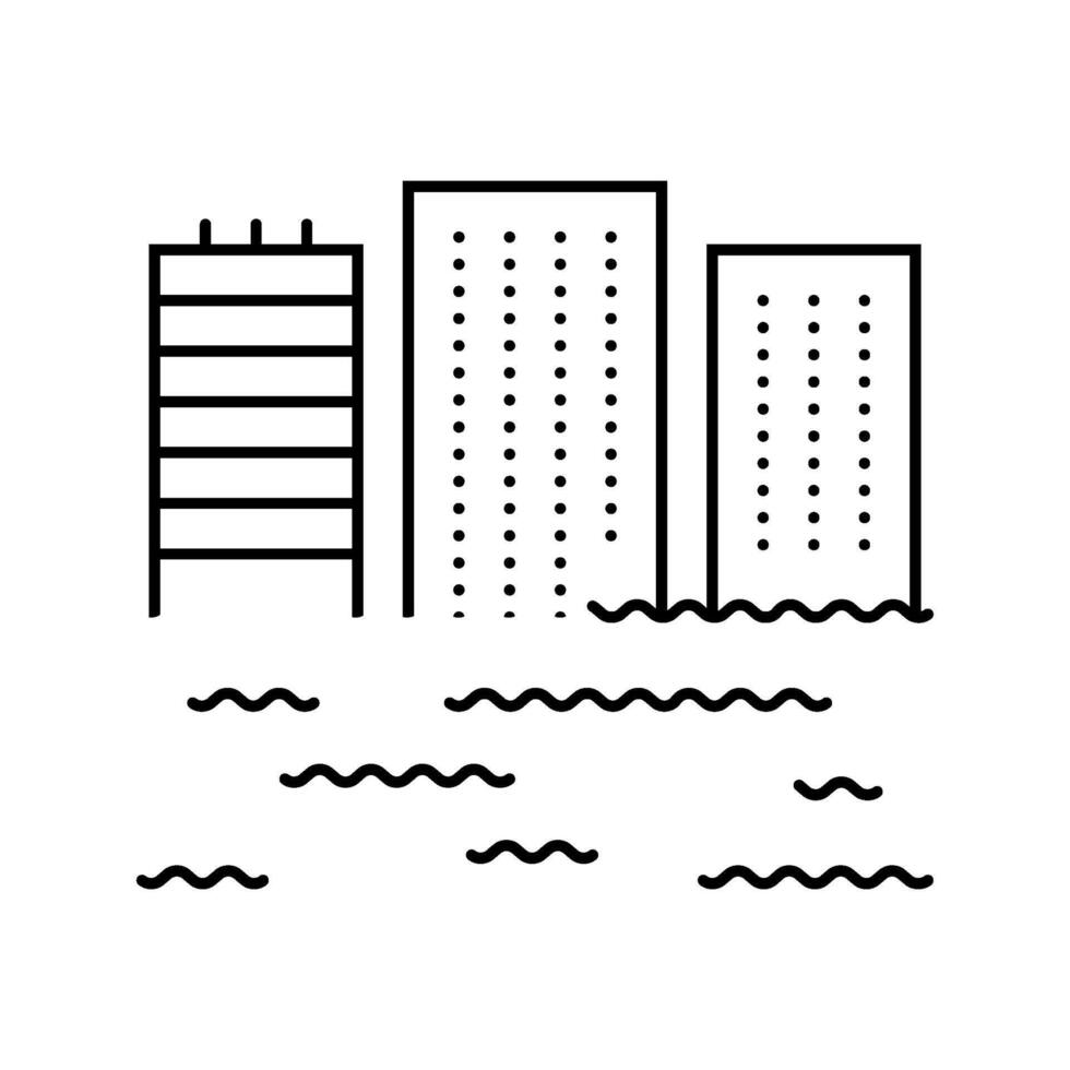 flooded building disaster line icon illustration vector