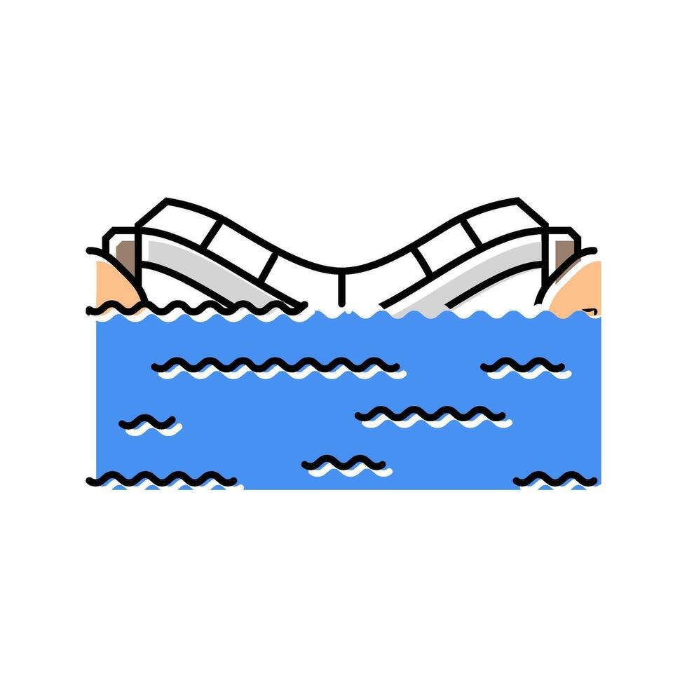 flooded farmland disaster color icon illustration vector