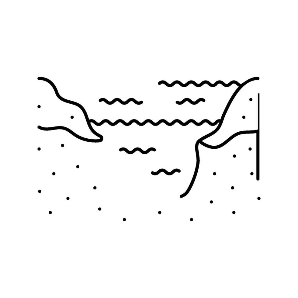 overflowing river disaster line icon illustration vector