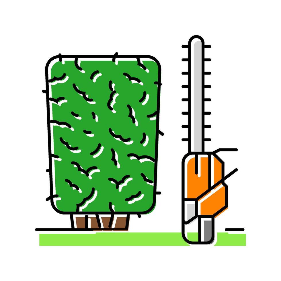 hedge trimming garden maintenance color icon illustration vector