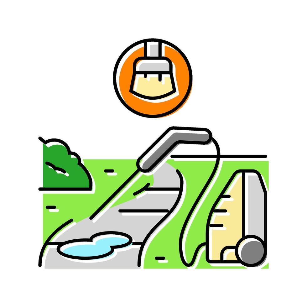 pathway cleaning garden maintenance color icon illustration vector