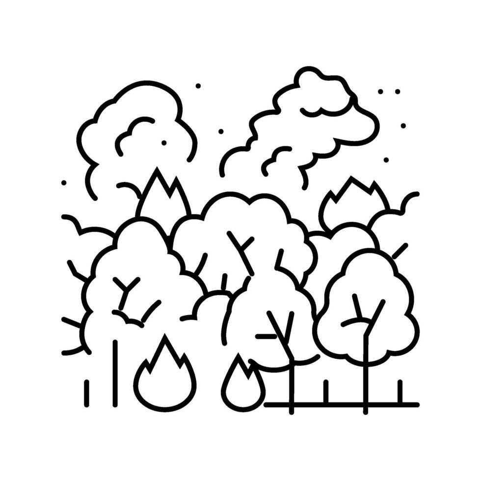 burning forest wildfire disaster line icon illustration vector