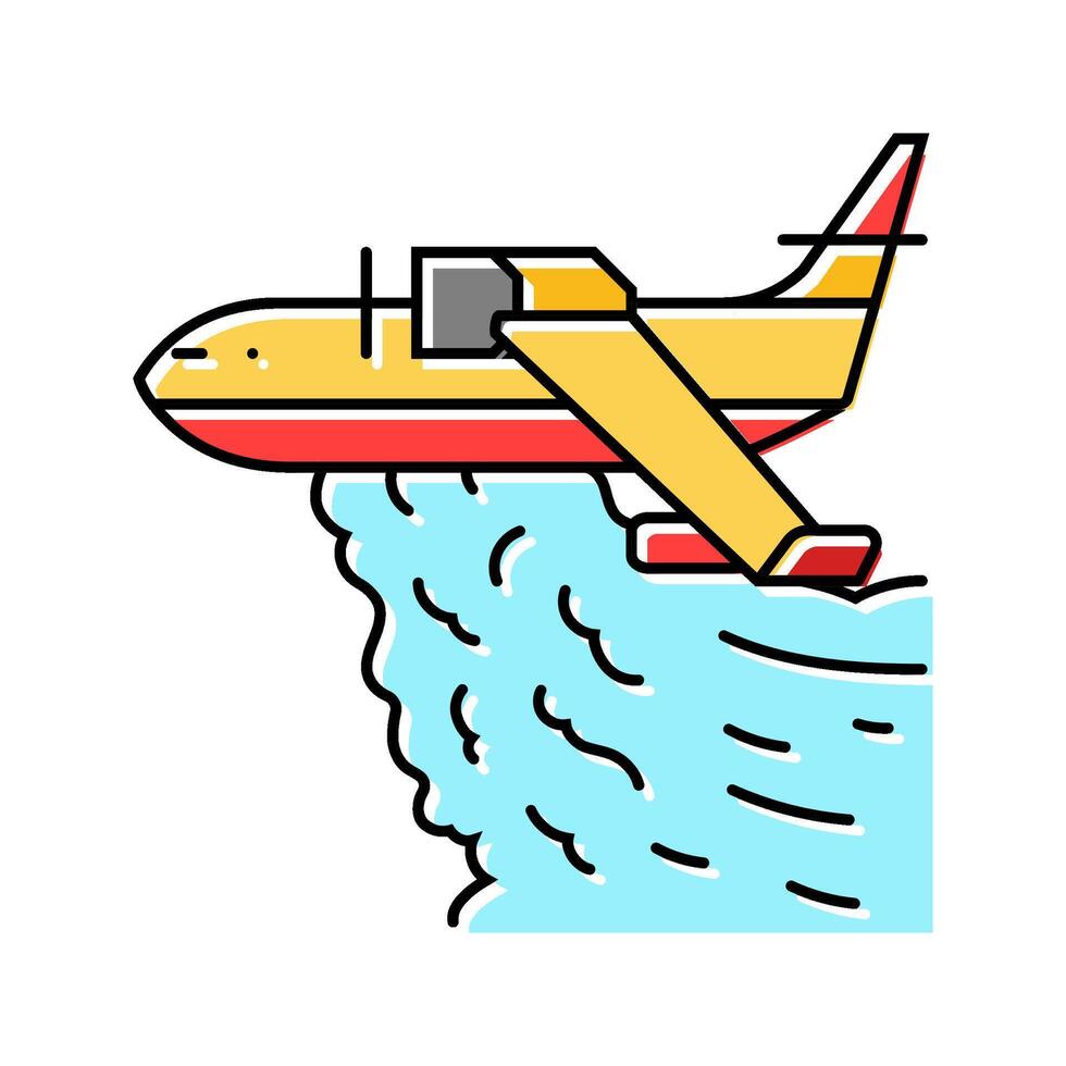 firefighting plane wildfire disaster color icon illustration vector