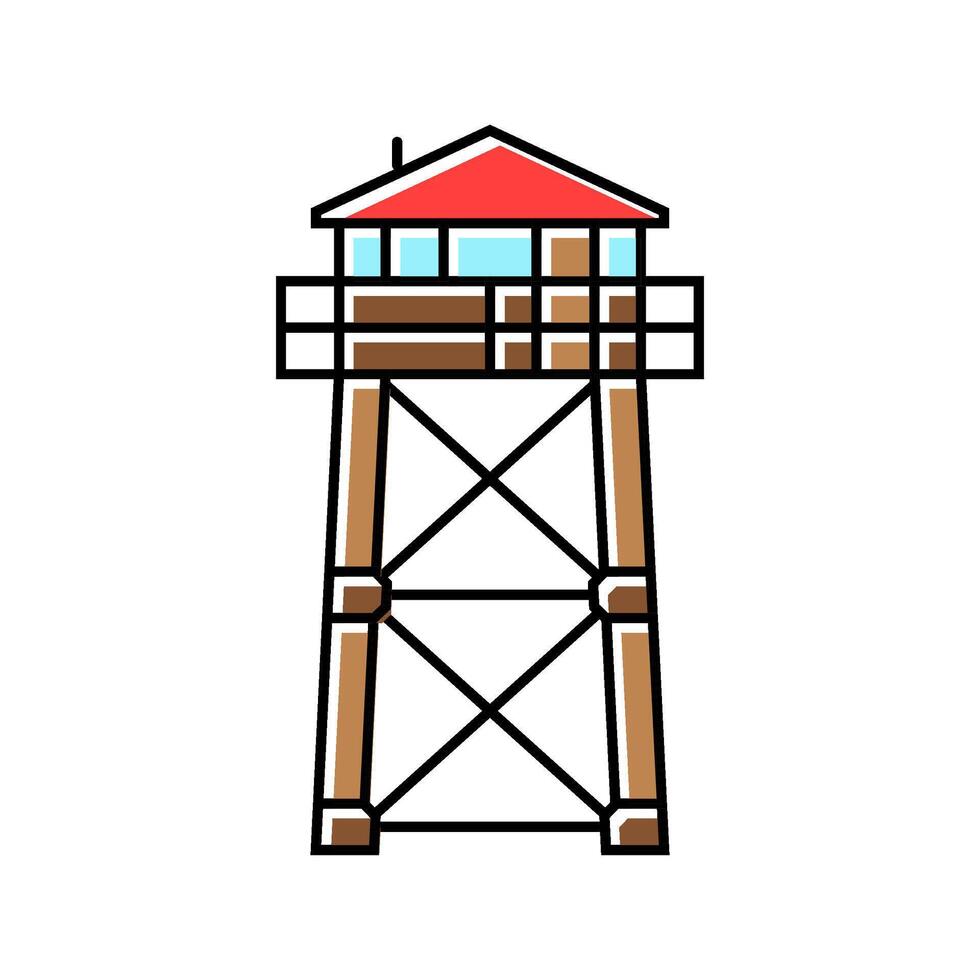 firewatch tower wildfire disaster color icon illustration vector