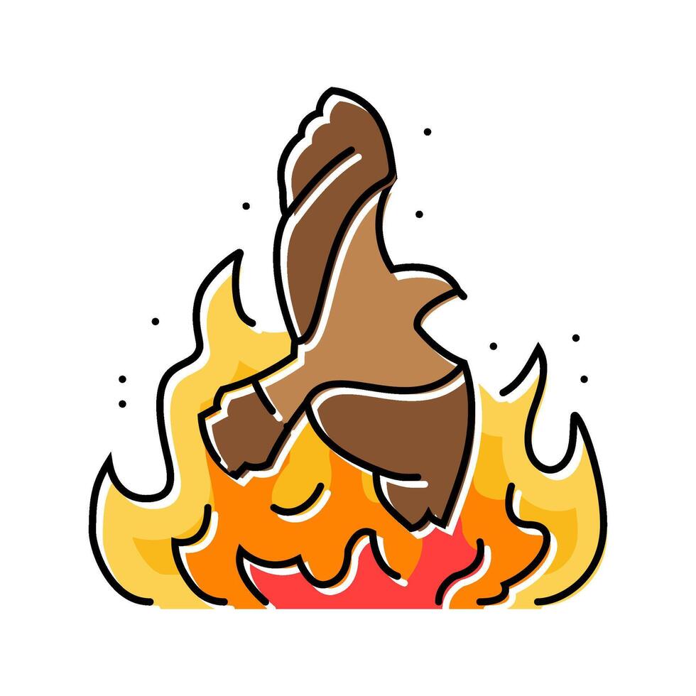 birds on fire wildfire disaster color icon illustration vector