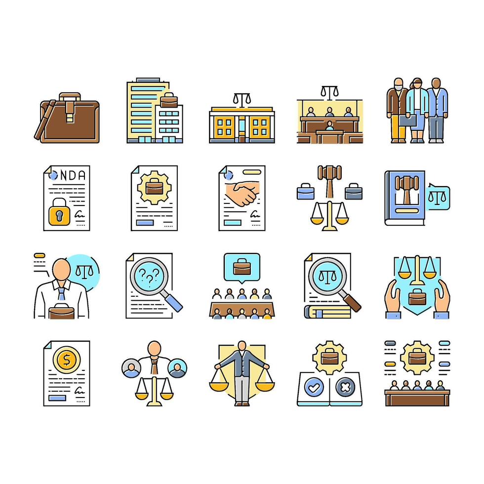 corporate law compliance icons set vector