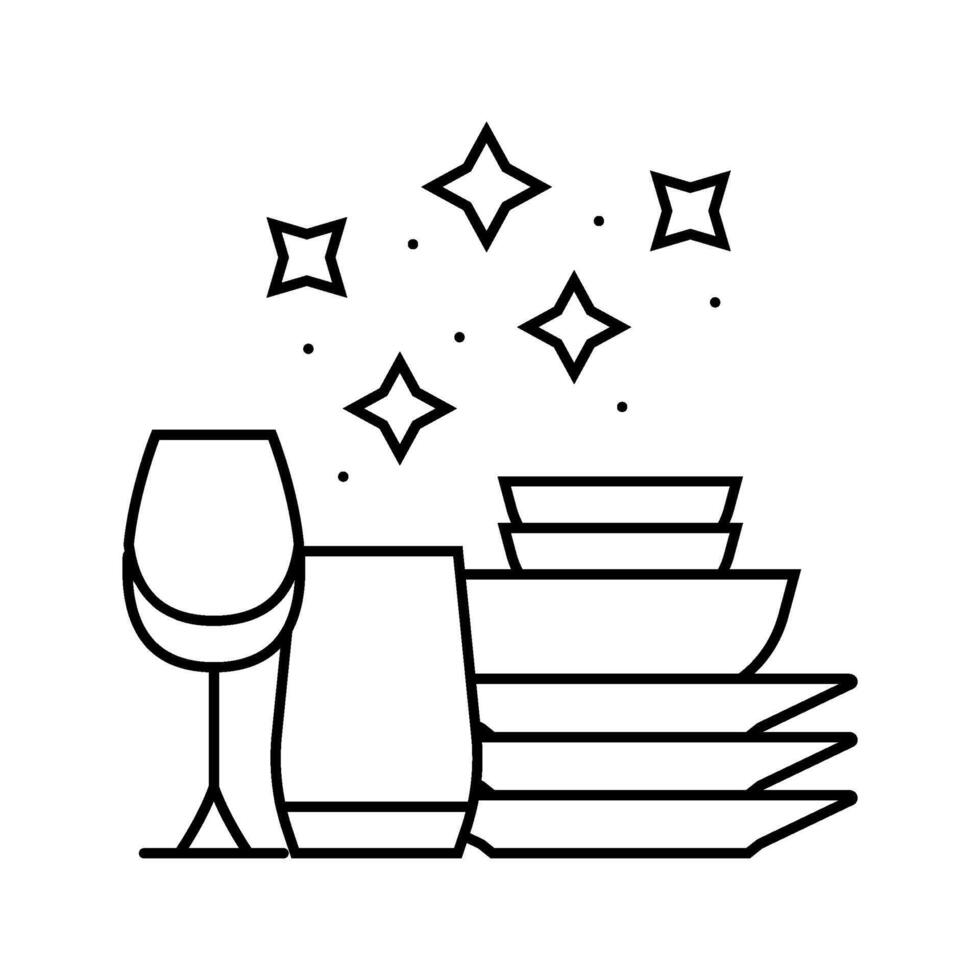clean kitchen utensils line icon illustration vector
