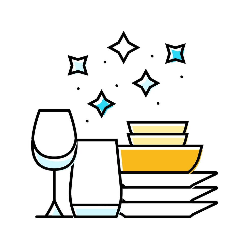 clean kitchen utensils color icon illustration vector
