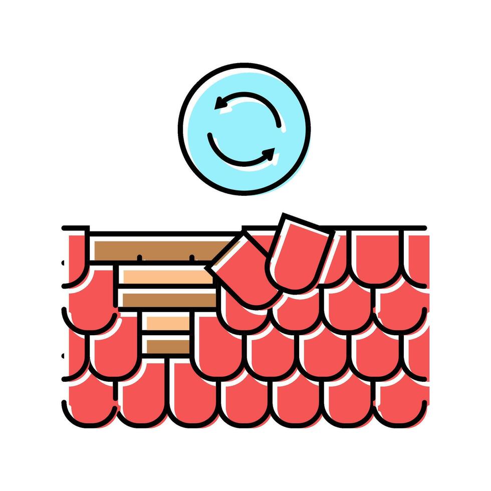 roof shingle replacement home maintenance color icon illustration vector
