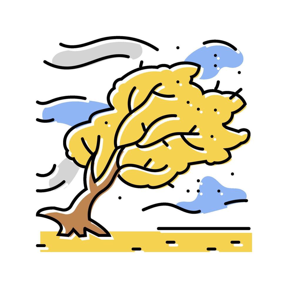 strong winds hurricane disaster color icon illustration vector