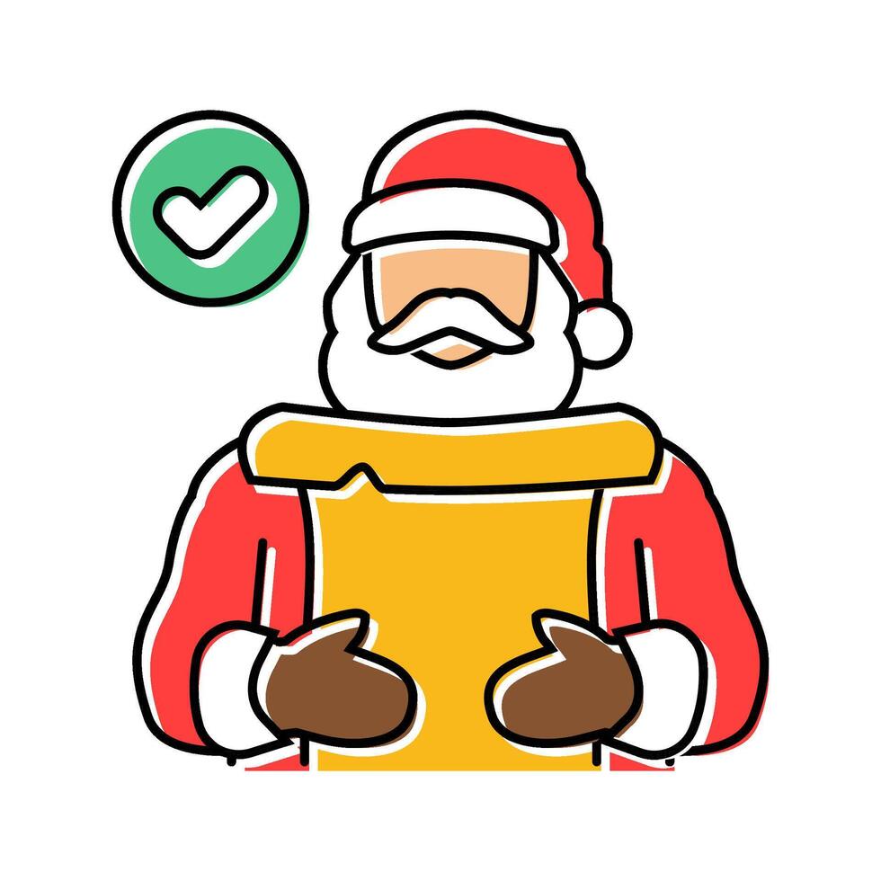 santa claus checking his list color icon illustration vector