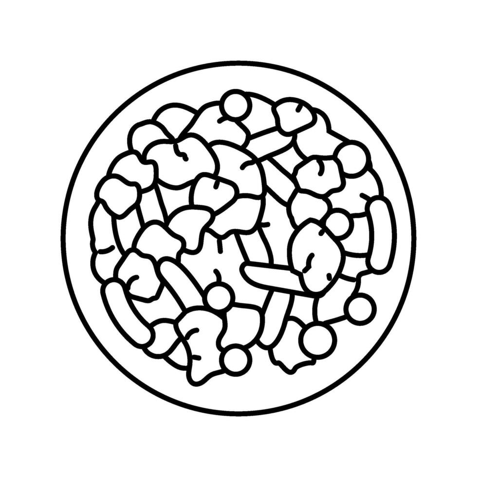 stir fry chicken food line icon illustration vector