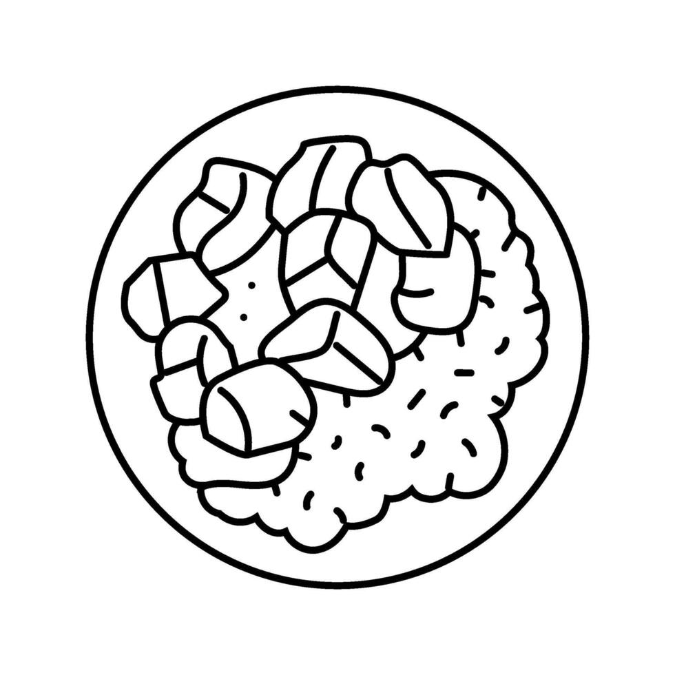 curry chicken food line icon illustration vector