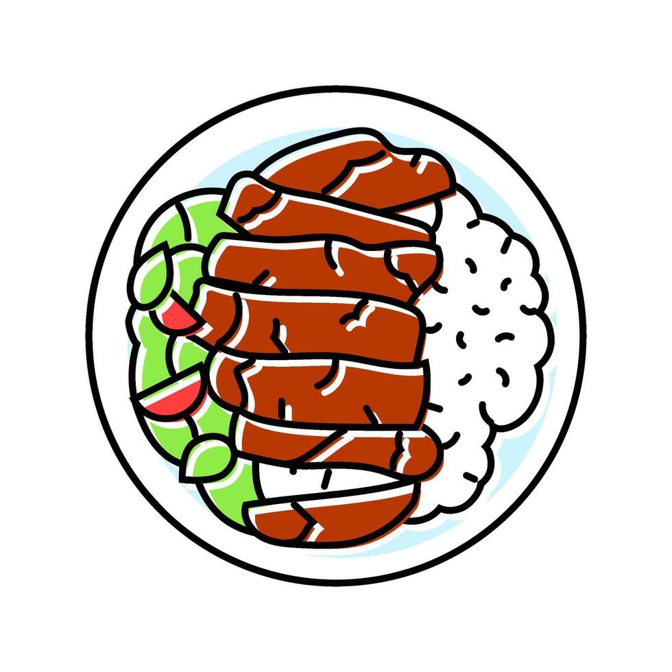 teriyaki chicken dish color icon illustration vector