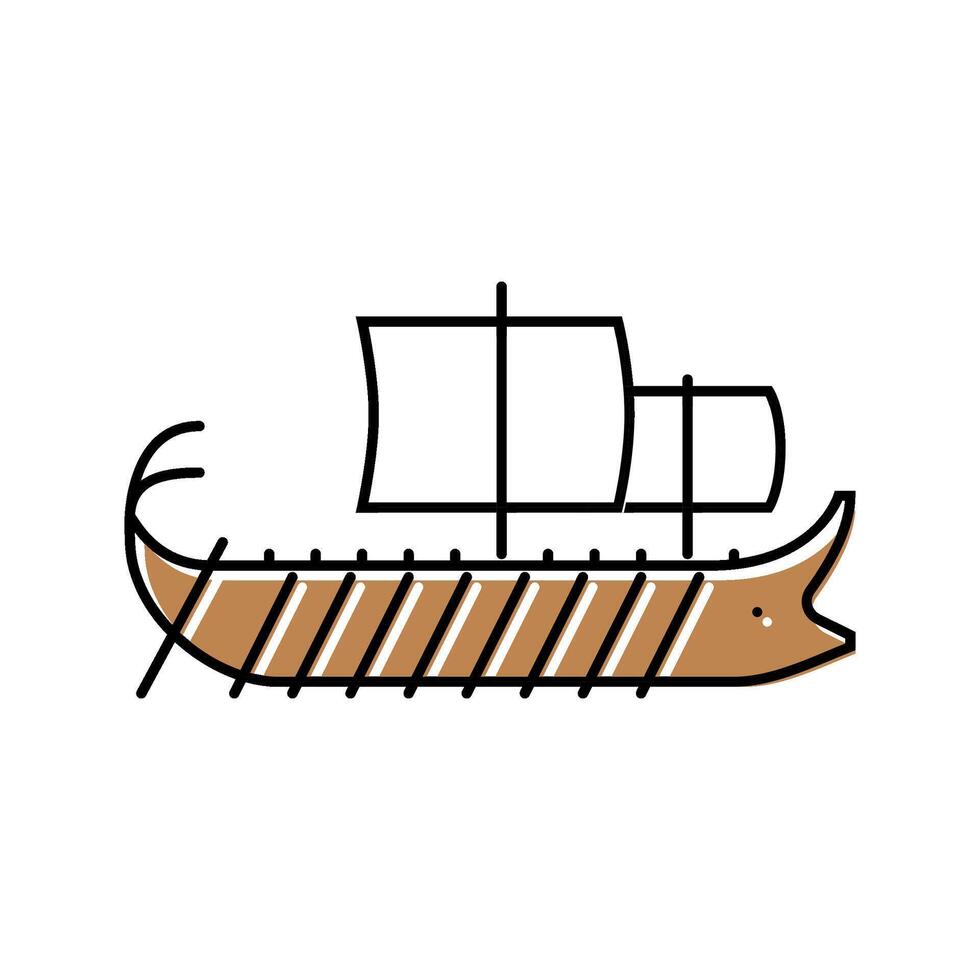 trireme ancient ship color icon illustration vector