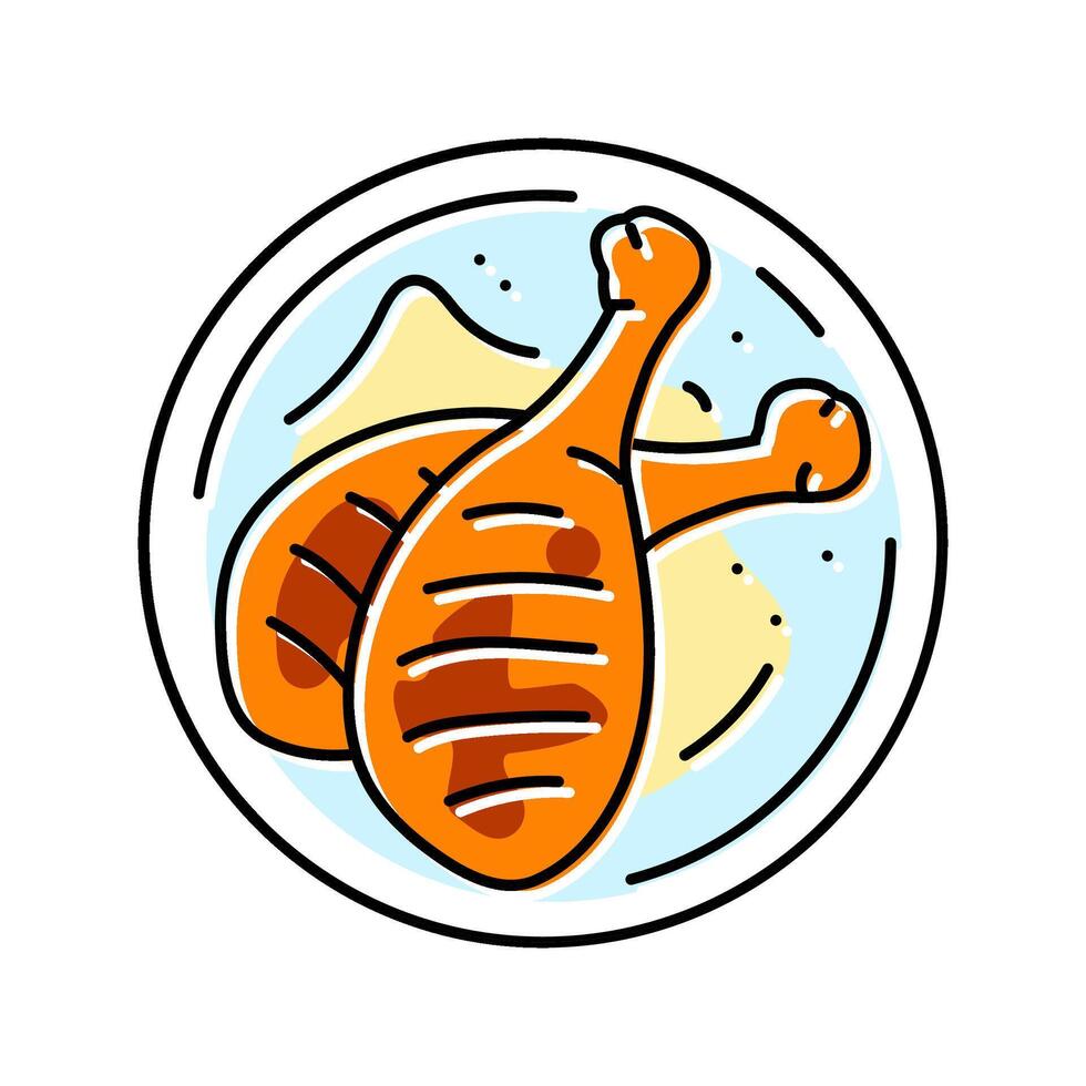 parmesan chicken dish color icon illustration vector