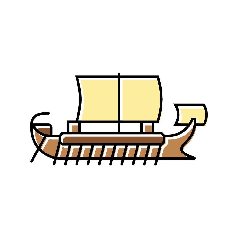 quinquereme ancient ship color icon illustration vector