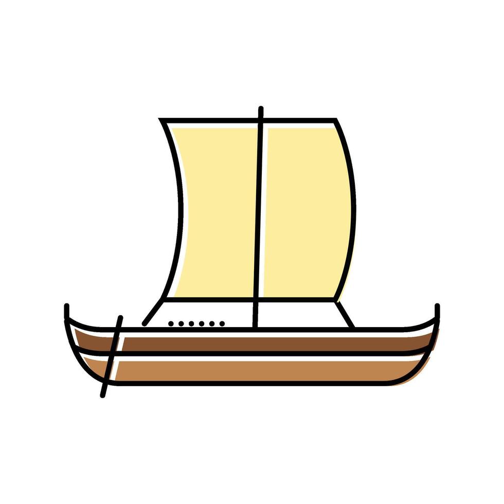 knarr ancient ship color icon illustration vector