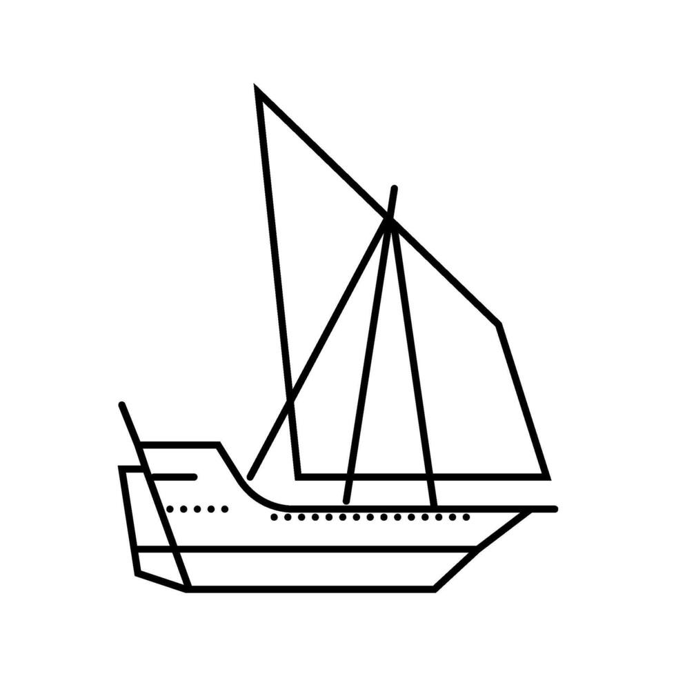 dhow ancient ship line icon illustration vector