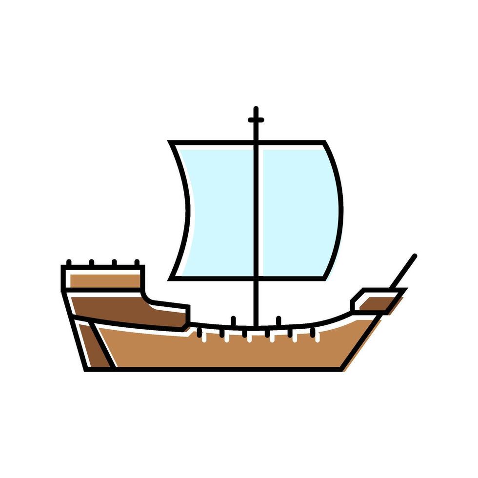cog ancient ship color icon illustration vector