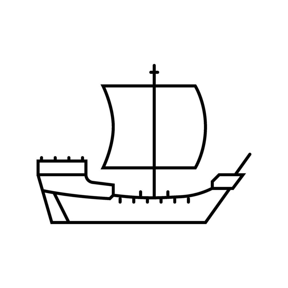 cog ancient ship line icon illustration vector
