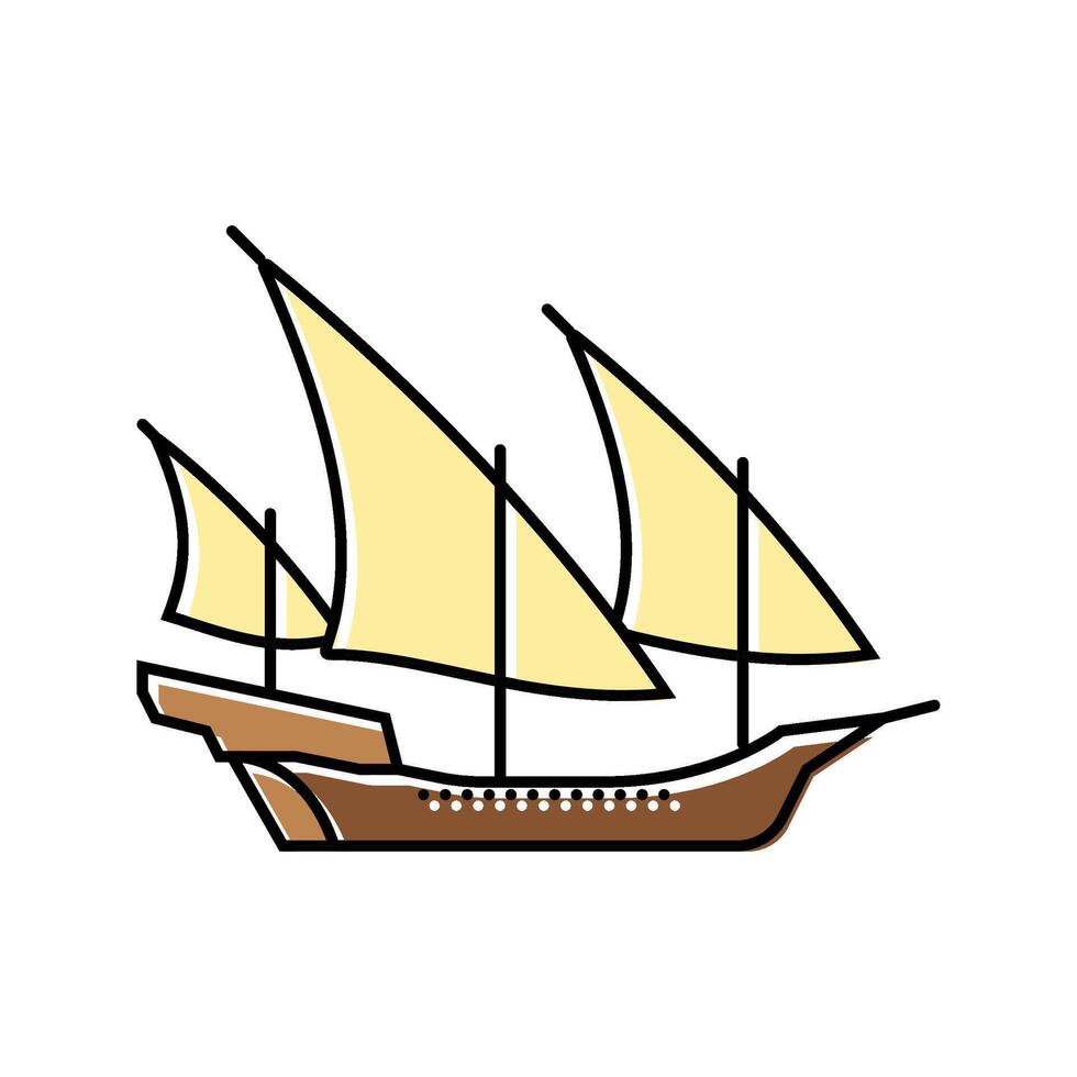 xebec ancient ship color icon illustration vector