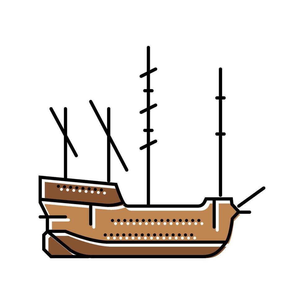 galleon ancient ship color icon illustration vector