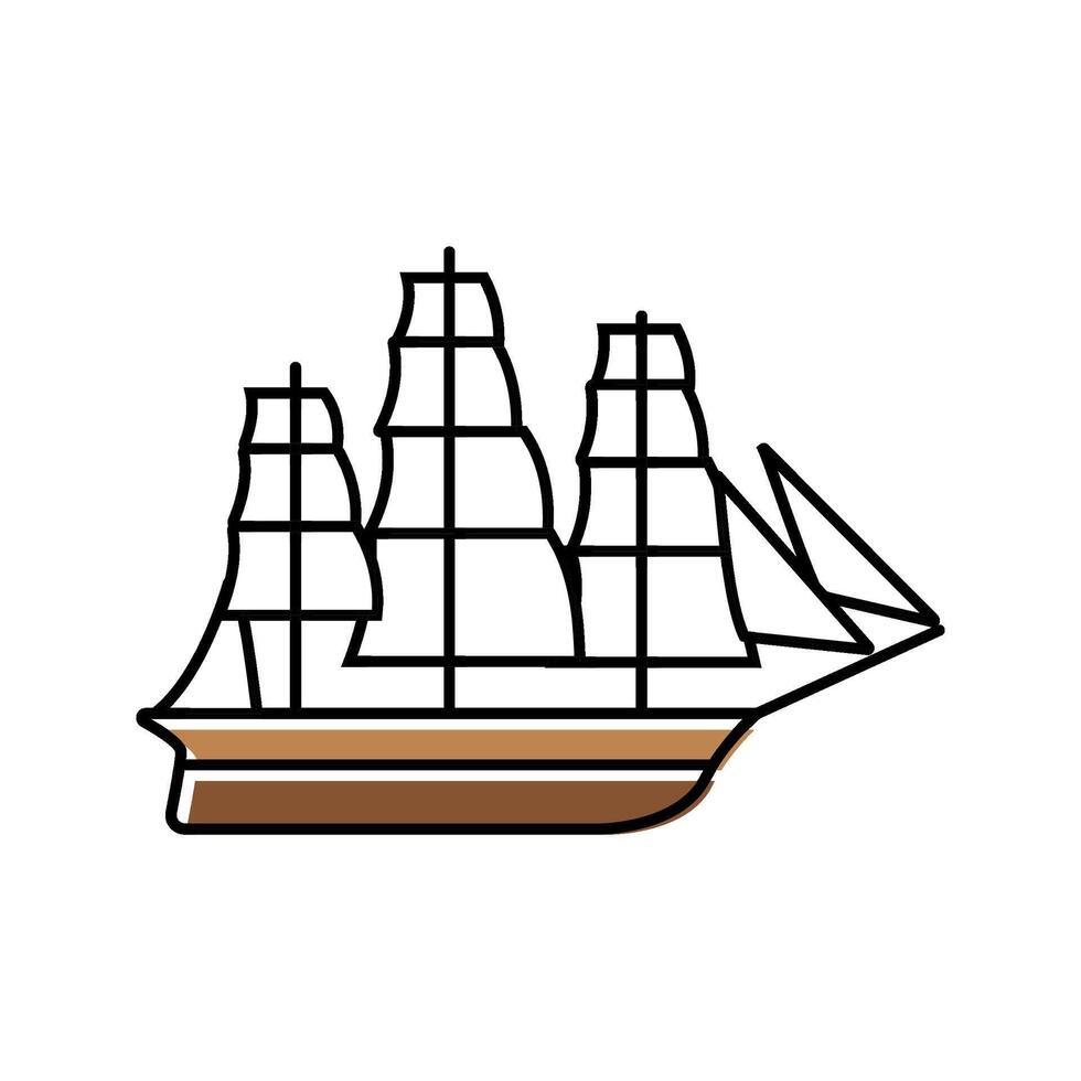 felucca ancient ship color icon illustration vector