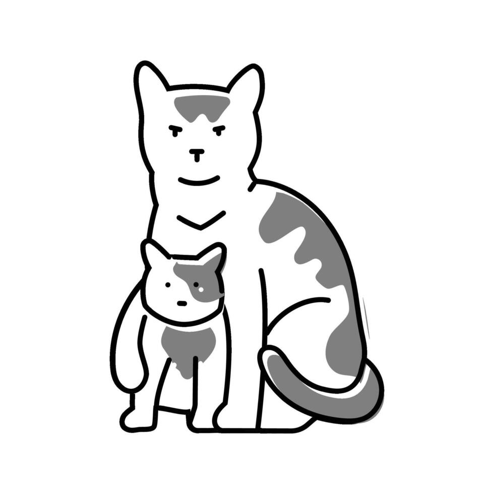 kitten mother cat breeding color icon illustration vector