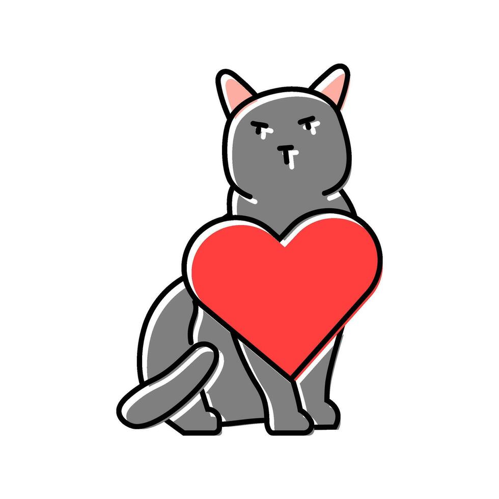 heart cat breeding color icon illustration vector