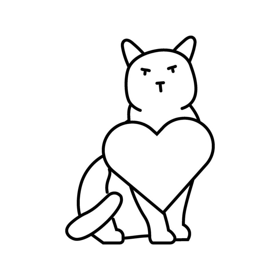 heart cat breeding line icon illustration vector