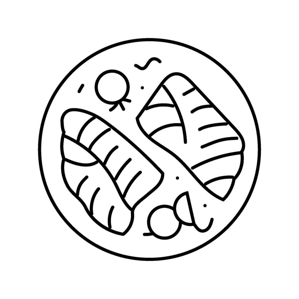 baked cod fish line icon illustration vector