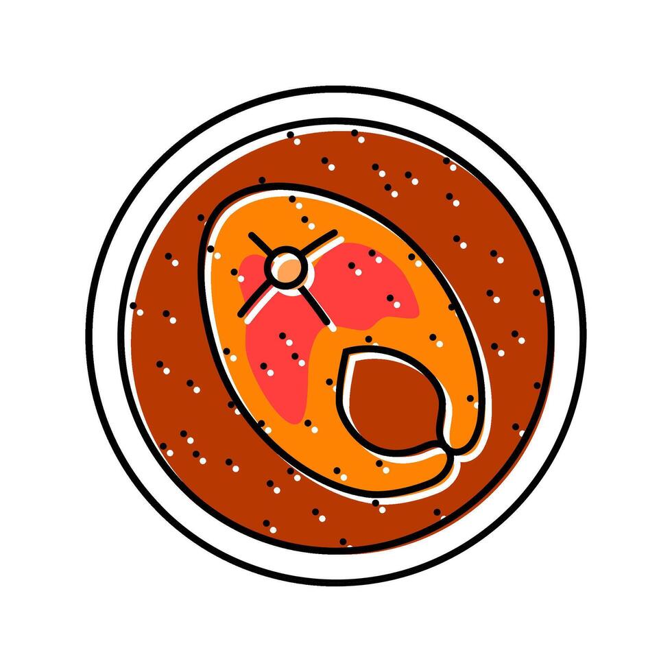 curry fish color icon illustration vector