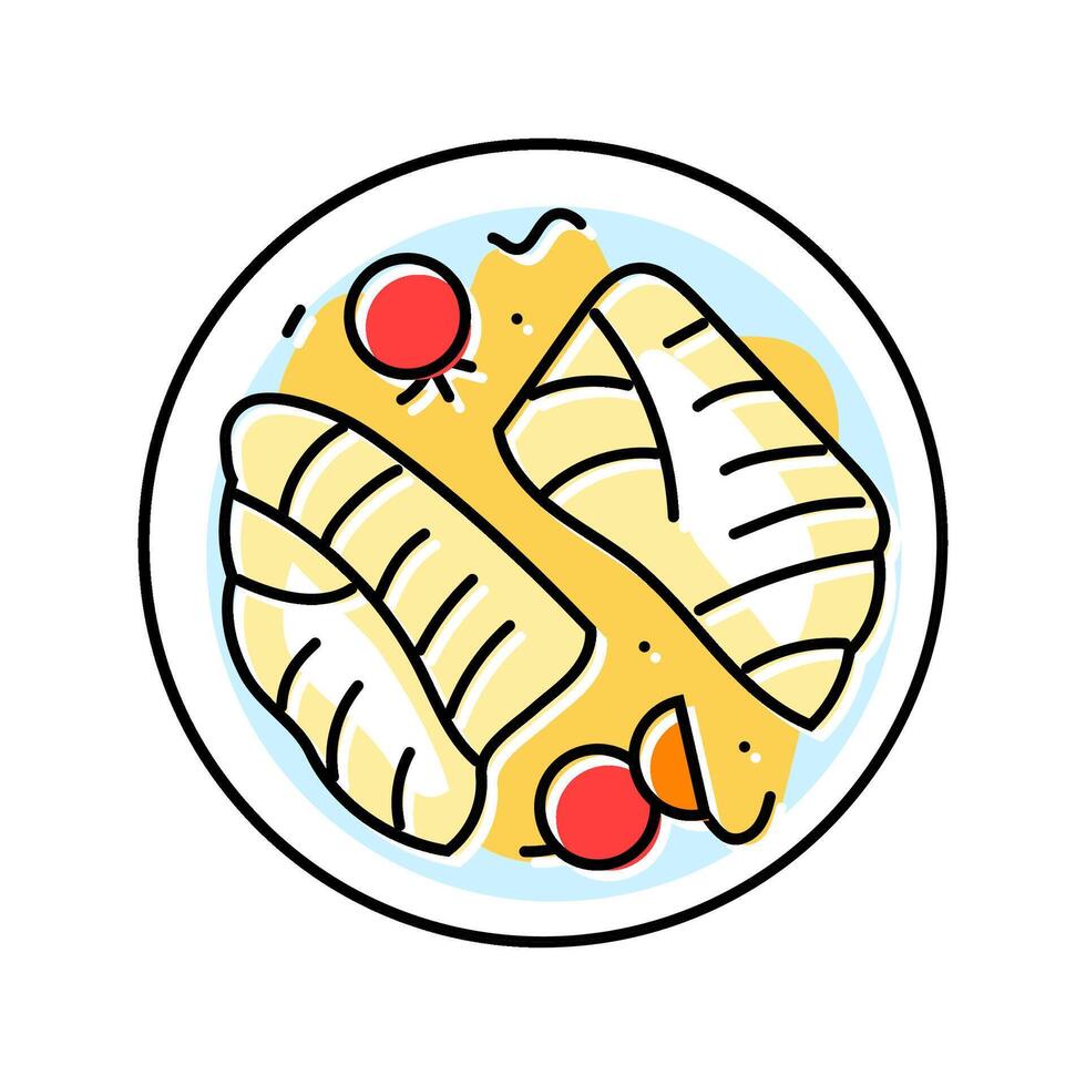 baked cod fish color icon illustration vector